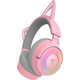 Razer Kraken Kitty V3 Pro Quartz over-ear gaming headset Roze/grijs, RGB, 2.4 GHz / Bluetooth / USB