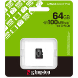 Kingston Canvas Select Plus 64 GB MicroSDXC geheugenkaart Zwart, UHS-I U1, Class 10, V10
