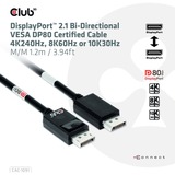 Club 3D DisplayPort 2.1 Bi-Directional VESA DP80 Certified Kabel 4K 240 Hz Zwart, 1,2 meter