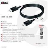 Club 3D DisplayPort 2.1 Bi-Directional VESA DP80 Certified Kabel 4K 240 Hz Zwart, 1,2 meter
