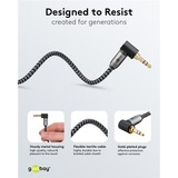 goobay Plus Audio 3,5 mm aux stereoverbindingskabel 90° Zwart/zilver, 3 meter