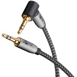 goobay Plus Audio 3,5 mm aux stereoverbindingskabel 90° Zwart/zilver, 3 meter