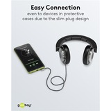 goobay Plus Audio 3,5 mm aux stereoverbindingskabel 90° Zwart/zilver, 3 meter