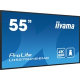 iiyama ProLite LH5575UHS-B1AG 54.6" 4K Ultra HD Public Display Zwart, 3x HDMI, 2x DisplayPort, 2x USB-A, RJ-45