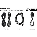 iiyama ProLite LH5575UHS-B1AG 54.6" 4K Ultra HD Public Display Zwart, 3x HDMI, 2x DisplayPort, 2x USB-A, RJ-45