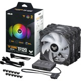 ASUS TUF Gaming TF120 ARGB 3IN1 case fan Zwart/transparant, 3 stuks, inclusief ARGB-controller