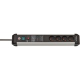 Brennenstuhl Premium-Protect-Line 4-voudige stekkerdoos Zwart/zilver, 4x stekker