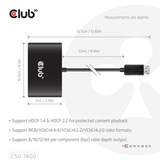 Club 3D DisplayPort Quad Monitor Hub MST 4x 4K30Hz displayport splitter Zwart