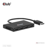 Club 3D DisplayPort Quad Monitor Hub MST 4x 4K30Hz displayport splitter Zwart