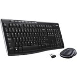 Logitech MK270 draadloze desktopset Zwart, EU lay-out (QWERTY), Rubberdome