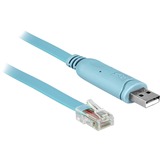 DeLOCK USB-A 2.0 naar Serial RS-232 RJ-45 kabel Lichtblauw, 3 meter