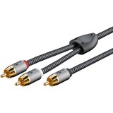 goobay Plus Cinch Y-kabel Zwart/zilver, 2 meter