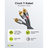goobay Plus Cinch Y-kabel Zwart/zilver, 2 meter