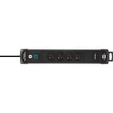 Brennenstuhl Premium-Line 4-voudige stekkerdoos met USB stekkerdoos Zwart, 4x stekker, 1x USB-A, 2x USB-C