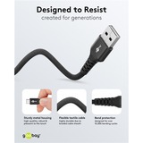 goobay Supersoft USB-C naar USB-A 2.0 kabel Zwart, 1 meter