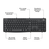 Logitech MK295 Silent Wireless Keyboard and Mouse Combo, desktopset Zwart, US-International