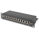 Digitus Patchp. 10" Cat.6 12port 1HE patchpaneel Zwart