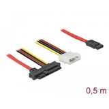DeLOCK SAS SFF-8482 naar 4-pin 5,25" + 7-pin SATA adapterkabel 0,5 meter