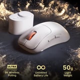 SteelSeries Rival Pro Mini gaming muis Wit, 100 - 42.000 DPI, 8K, UWB / 6 GHz