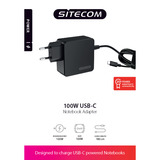 Sitecom 100W USB-C Notebook Power Adapter oplader Zwart