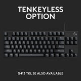 Logitech G413 SE mechanisch gaming toetsenbord Zwart, US-International lay-out (QWERTY), GL Tactile, 100%