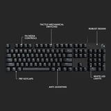 Logitech G413 SE mechanisch gaming toetsenbord Zwart, US-International lay-out (QWERTY), GL Tactile, 100%