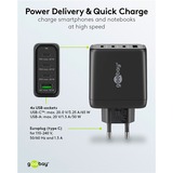 goobay 68W GaN USB-C PD Multiport Quick Charger Zwart