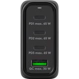 goobay 68W GaN USB-C PD Multiport snellader Zwart, 3x USB-C, 1x USB-A