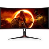 AOC CU34G2XE/BK 34" Curved UltraWide gaming monitor Zwart (mat)/rood, HDMI, DisplayPort