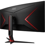 AOC CU34G2XE/BK 34" Curved UltraWide gaming monitor Zwart (mat)/rood, HDMI, DisplayPort