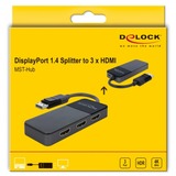 DeLOCK DisplayPort 1.4 naar 3x HDMI splitter MST Zwart