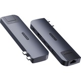 Sitecom 6-in-2 MacBook Air Multiport Hub dockingstation Grijs