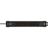 Brennenstuhl Premium-Line 6-voudige stekkerdoos met usb Zwart, 6x stekker, 1x USB-C, 1x USB-A