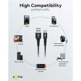 goobay Supersoft USB-C > USB-A 2.0 kabel Zwart, 2 meter