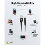 goobay Supersoft USB-C naar USB-A 2.0 kabel Zwart, 2 meter