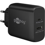goobay 65W GaN USB-C PD Dual Fast Charger Zwart