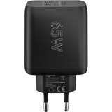 goobay 65W GaN USB-C PD Dual Fast Charger Zwart