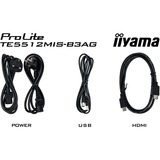 iiyama Prolite TE5512MIS-B3AG 55" 4K Ultra HD Public Display Zwart, 4K UHD, Touch, WiFi, VGA, HDMI, USB-C, LAN, Audio