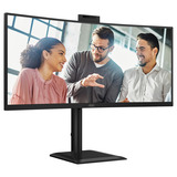 AOC CU34E4CW 34" Curved UltraWide monitor Zwart, 2x HDMI, DisplayPort, 4x USB-A, 2x USB-C, RJ-45