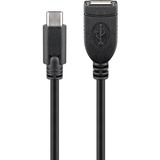 goobay USB-C naar USB-A 2.0 verlengkabel Zwart, 0,2 meter