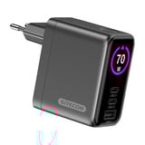 Sitecom 70W GaN Power Delivery Wall Charger with full color LED display Zwart