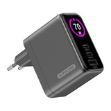 Sitecom 70W GaN Power Delivery Wall Charger with full color LED display oplader Zwart