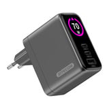 Sitecom 70W GaN Power Delivery wandoplader met led-scherm Zwart