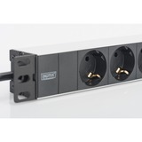 Digitus 1HE Aluminium stekkerdoos 3-voudig 10" 1U stekkerdoos Zwart/aluminium