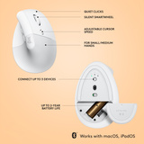 Logitech Lift voor Mac Verticale Ergonomische Muis - Rechtshandig Wit, 400 - 4000 dpi, Bluetooth Low Energy