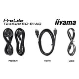 iiyama ProLite T2452MSC-B1AG 23.8" touchscreen monitor Zwart, 75 Hz, Touch, HDMI, DisplayPort, USB, Audio