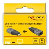 DeLOCK USB-C 3.2 Gen 1 naar Mini DisplayPort adapter Grijs/zwart, 4K 60 Hz
