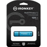 Kingston IronKey Vault Privacy 50 128 GB usb-stick Lichtblauw/zwart, USB-A 3.2 Gen 1 (5 Gbit/s)