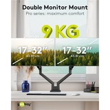goobay Dual Monitor Mount, 17 tot 32 inch monitorarm Zwart