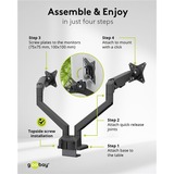 goobay Dual Monitor Mount, 17 tot 32 inch monitorarm Zwart
